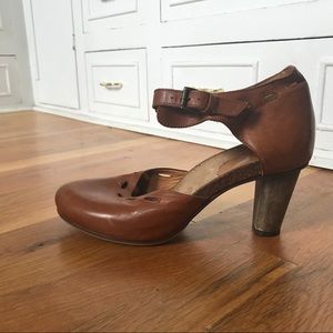 Anthropologie Italian brown leather high heels